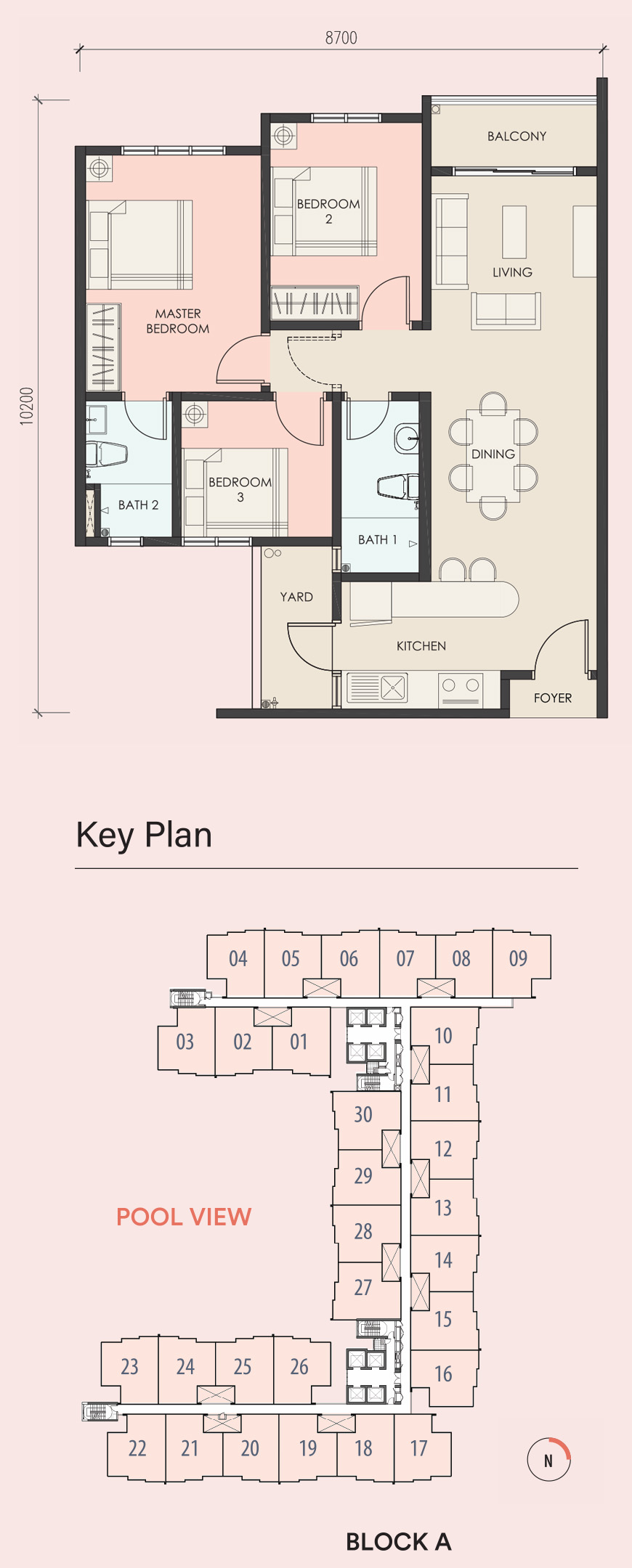 Residensi Kirana - 3 Bedroom 2 Bathroom Floor Plan Layout